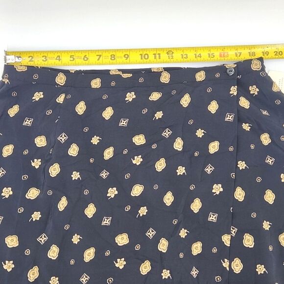 Coldwater Creek Silk Midi Maxi Skirt Size 2X Womens Black Beige Faux Wrap - Picture 6 of 9